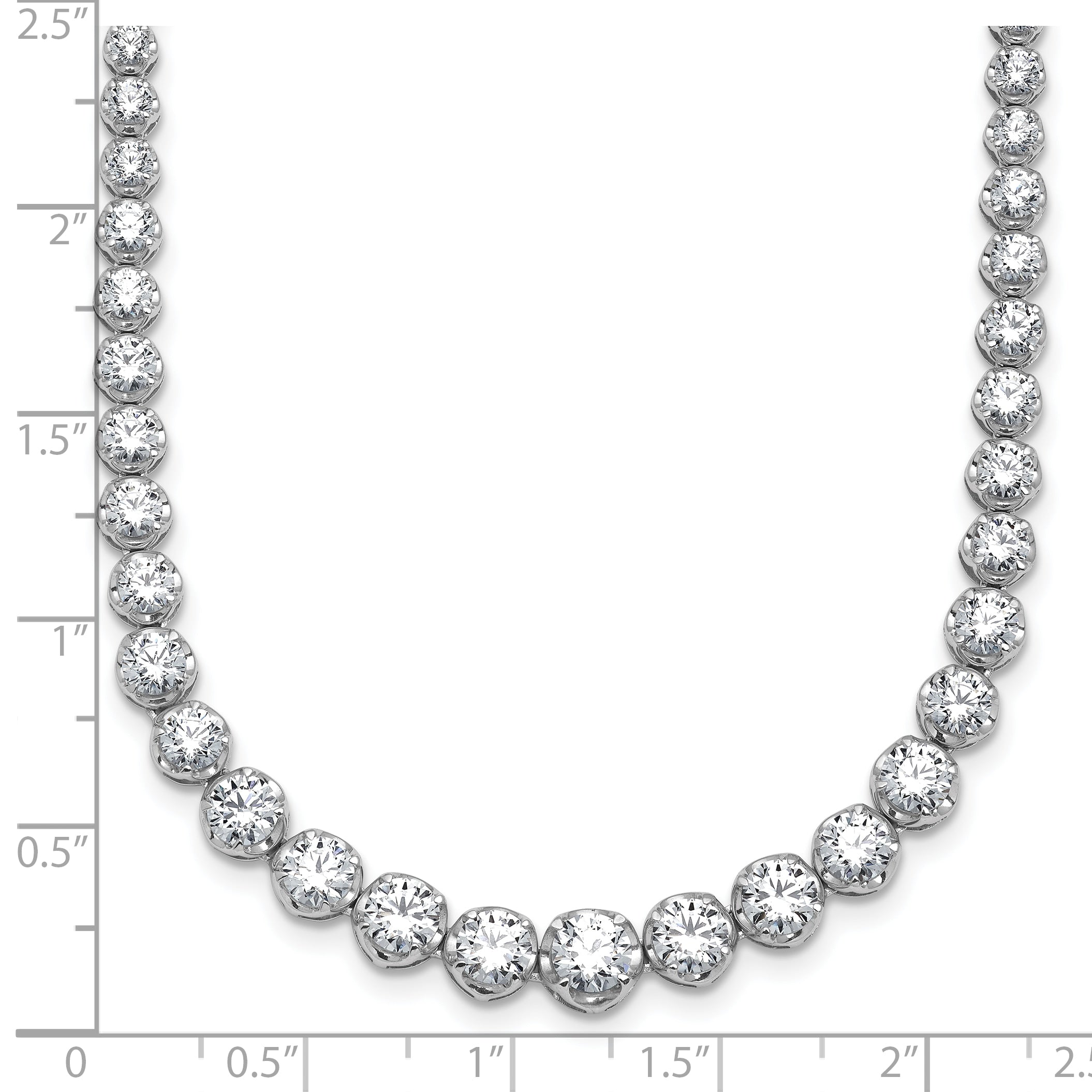 14k White Gold 10 carat Lab Grown Diamond VS/SI+ G+ Complete Round 16 inch Graduated Tennis Necklace
