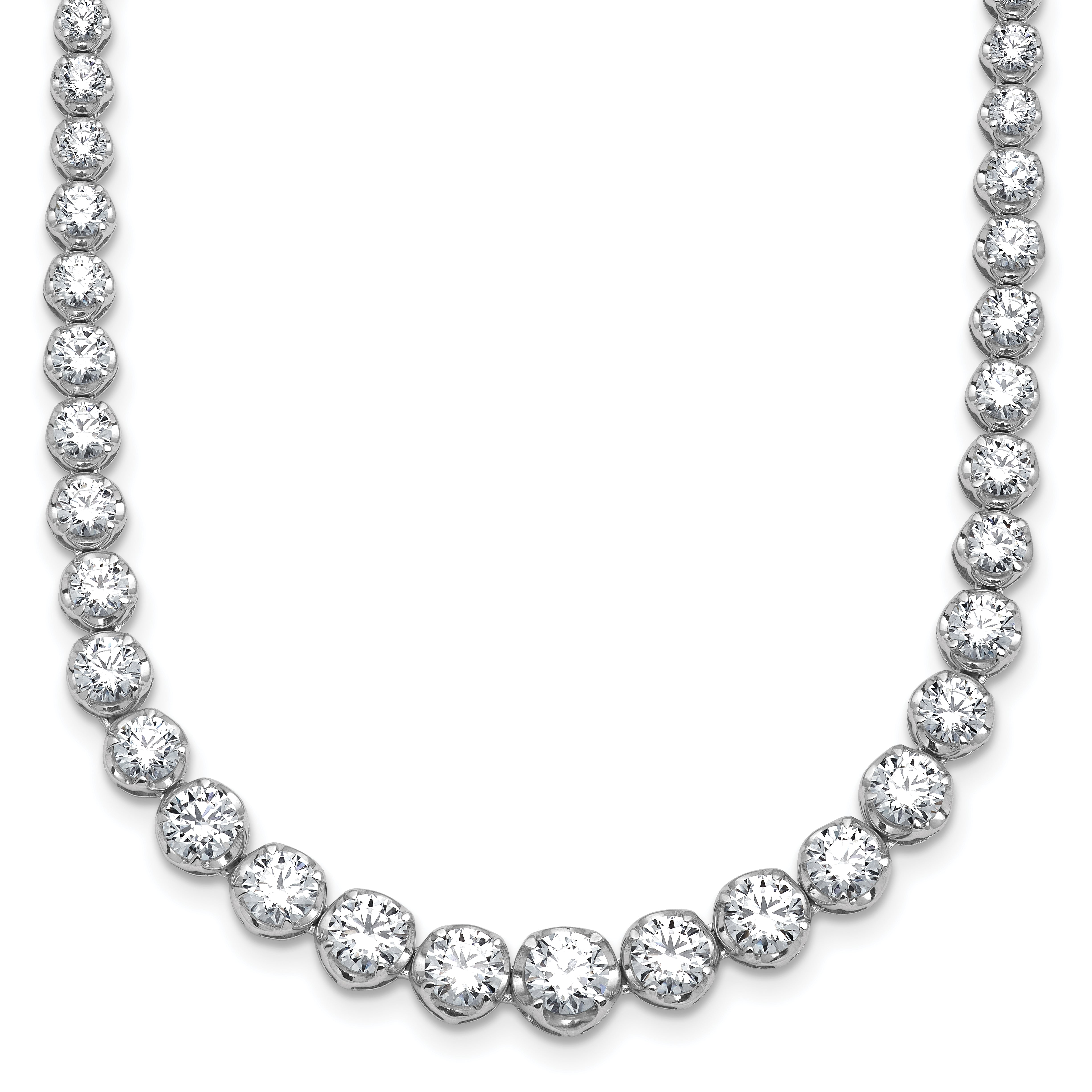 14k White Gold 10 carat Certified Lab Grown Diamond VS+ F+ Complete Round 16 inch Graduated Tennis Necklace