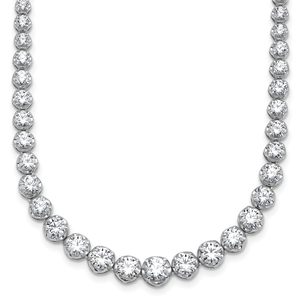 14k White Gold 10 carat Certified Lab Grown Diamond VS+ F+ Complete Round 16 inch Graduated Tennis Necklace