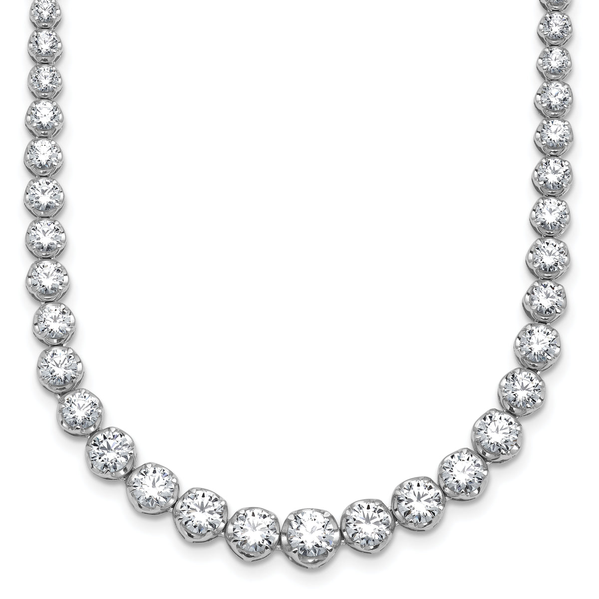 14k White Gold 10 carat Certified Lab Grown Diamond VS/SI+ G+ Complete Round 16 inch Graduated Tennis Necklace