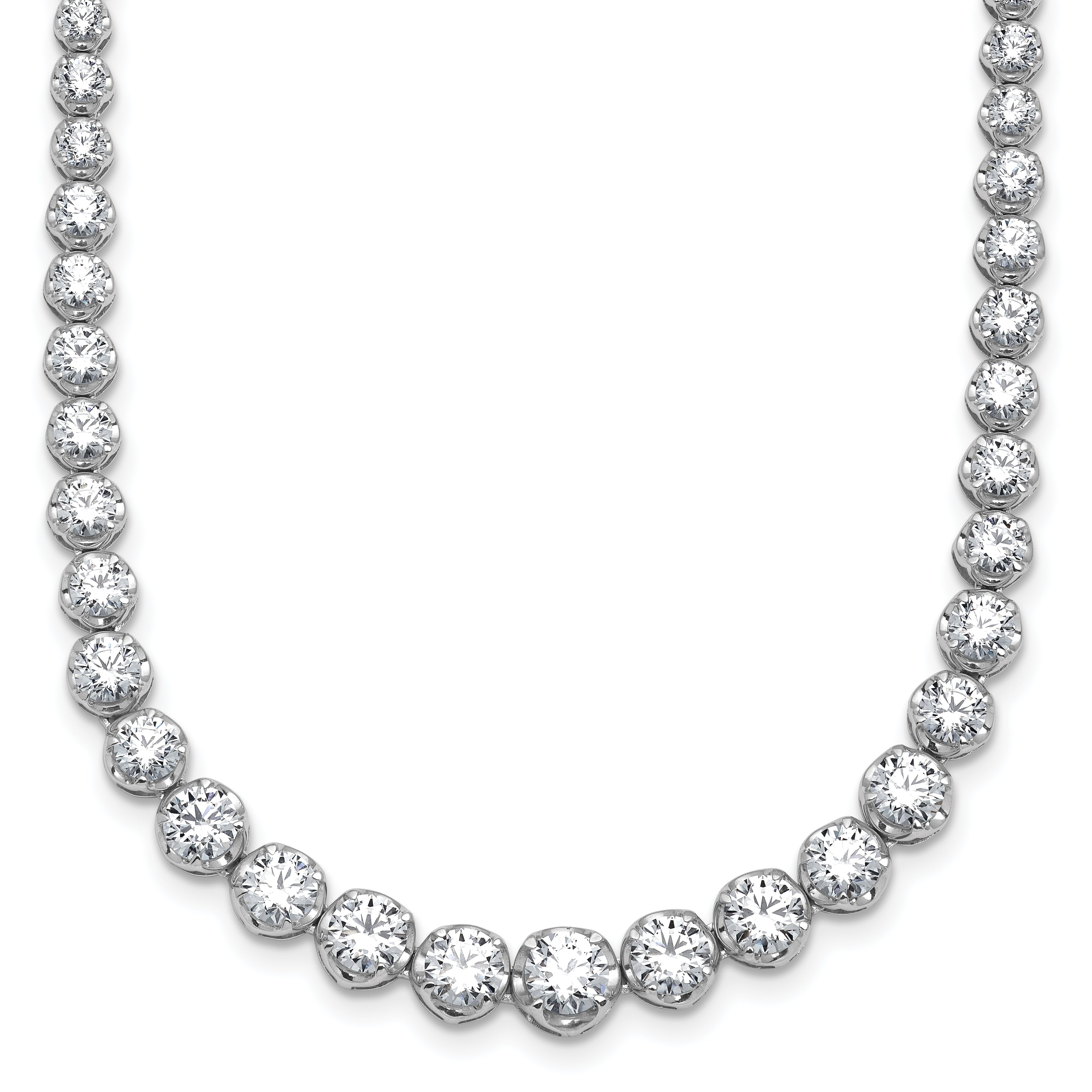 14k White Gold 10 carat Lab Grown Diamond VS+ F+ Complete Round 16 inch Graduated Tennis Necklace