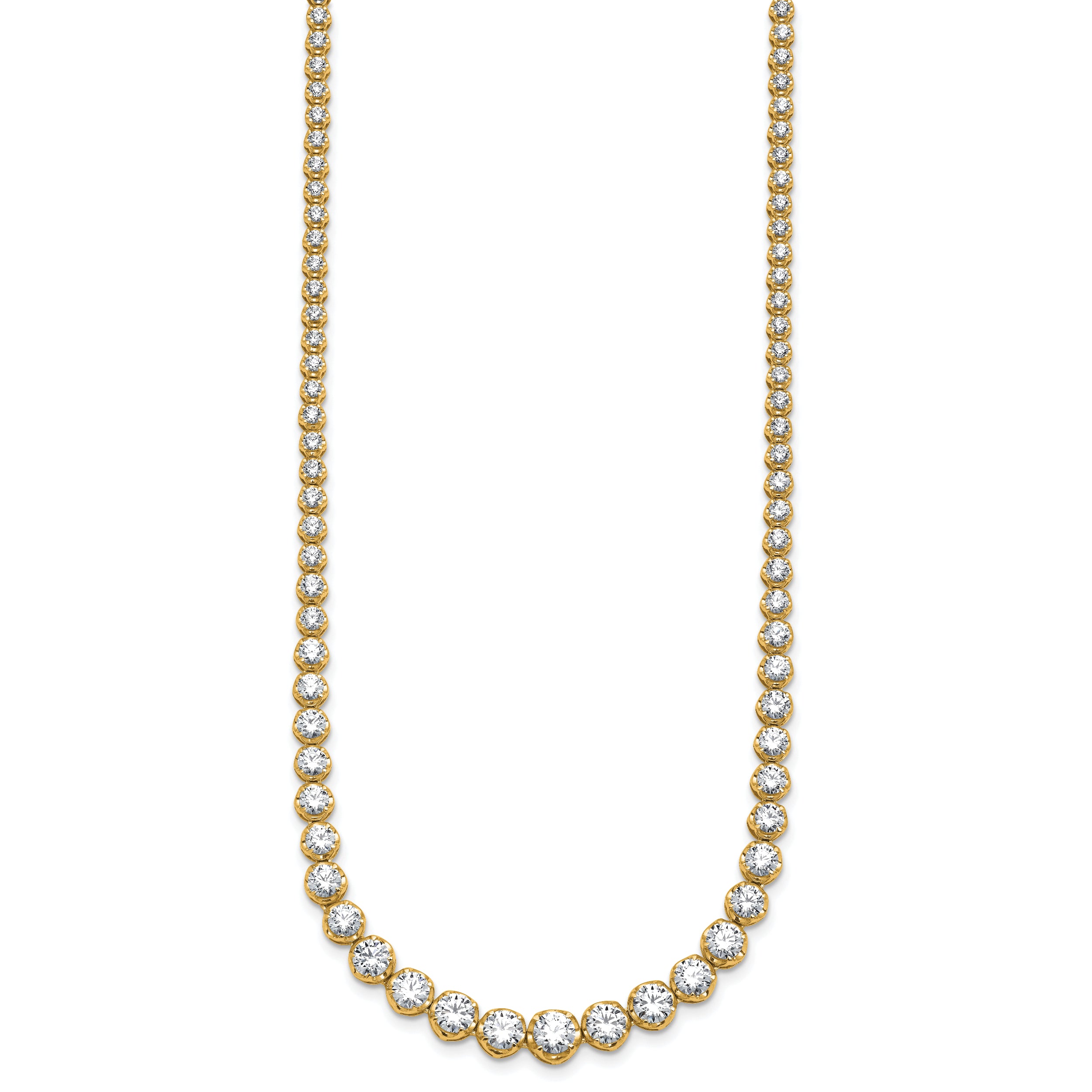14k 10 carat Certified Lab Grown Diamond VS/SI+ G+ Complete Round 16 inch Graduated Tennis Necklace