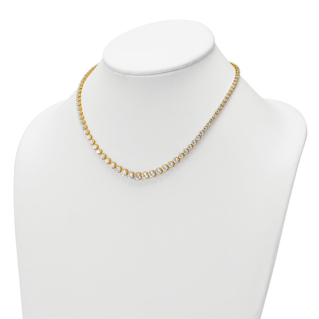 14k 10 carat Lab Grown Diamond VS+ F+ Complete Round 16 inch Graduated Tennis Necklace