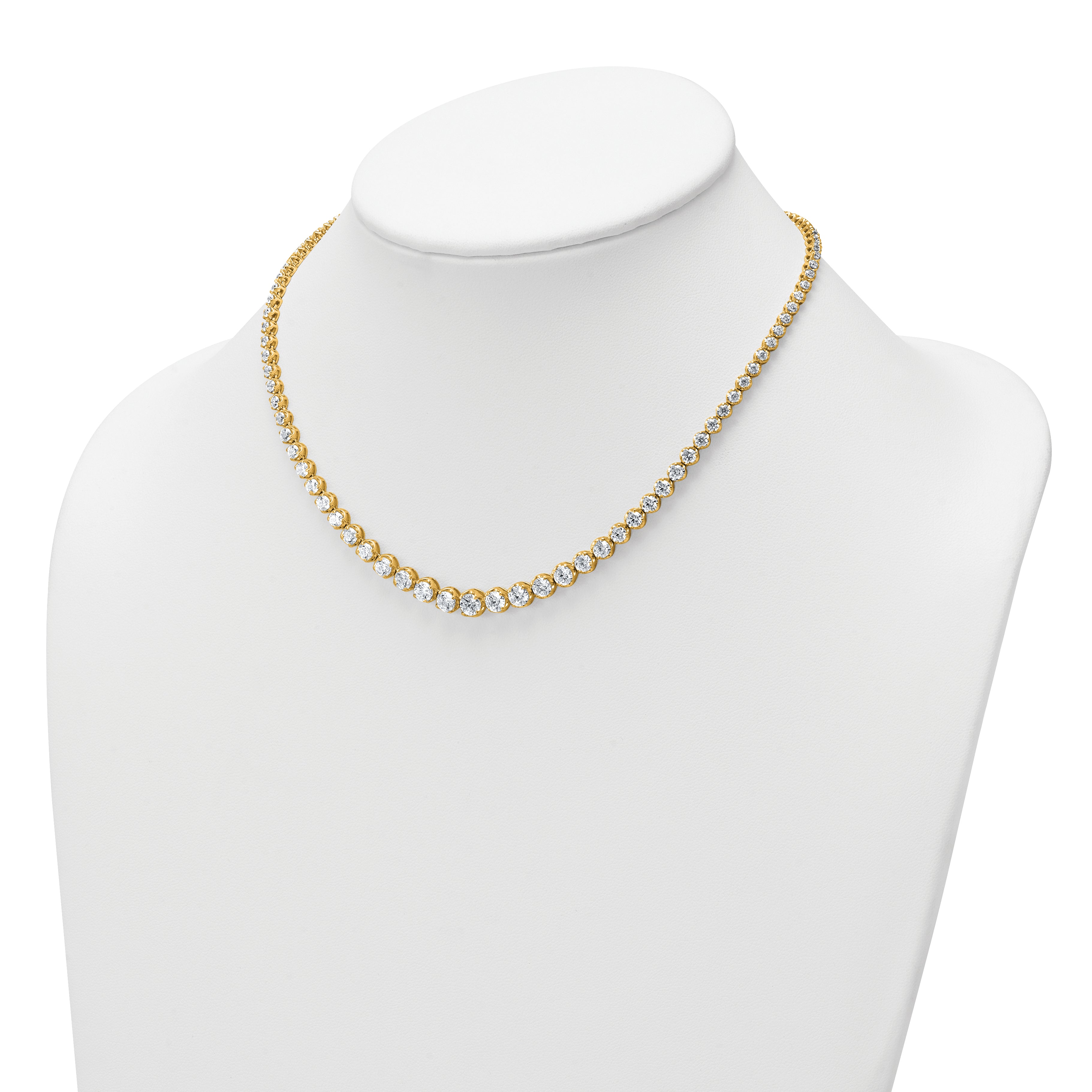 14k 10 carat Certified Lab Grown Diamond VS+ F+ Complete Round 16 inch Graduated Tennis Necklace