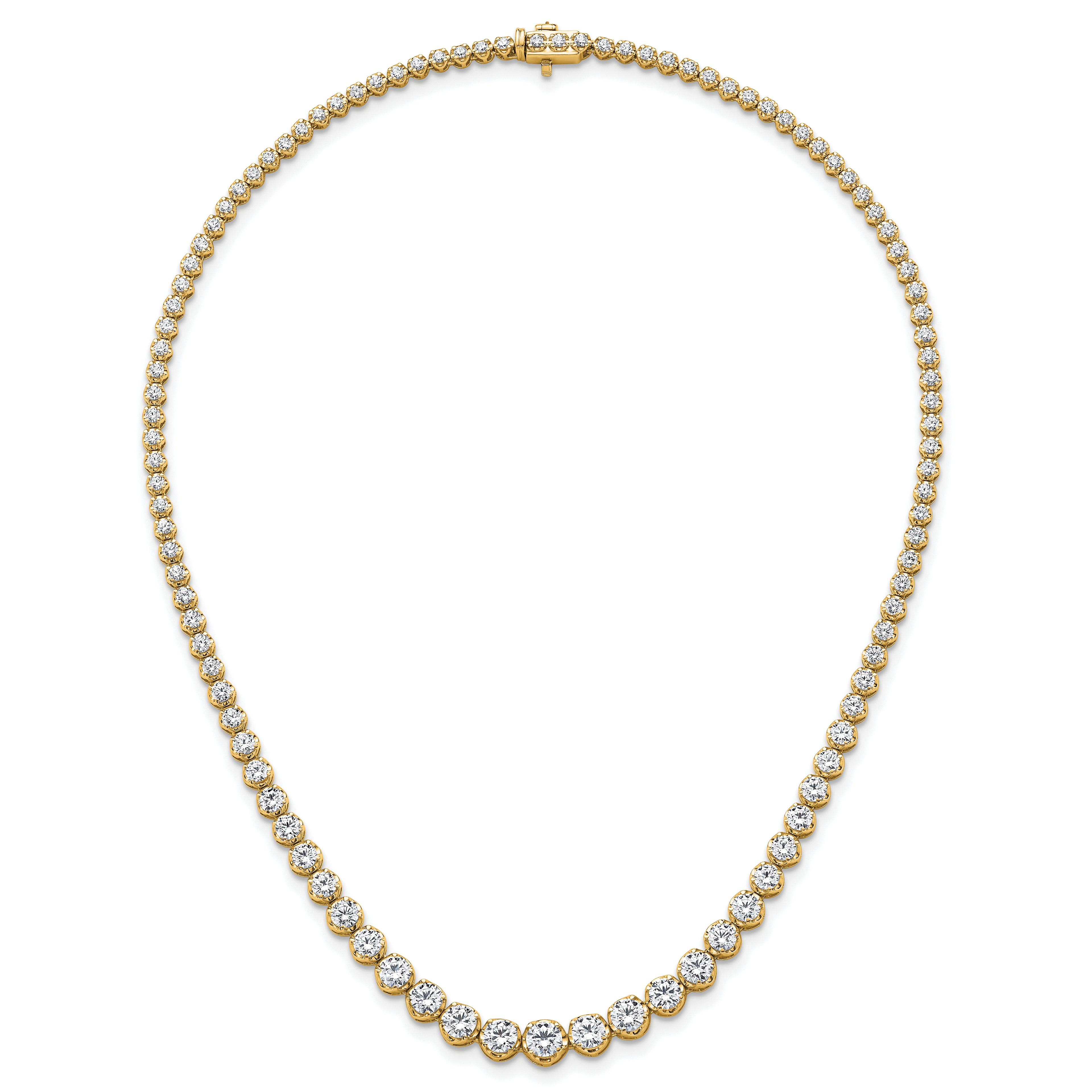 14k 10 carat Lab Grown Diamond VS+ F+ Complete Round 16 inch Graduated Tennis Necklace