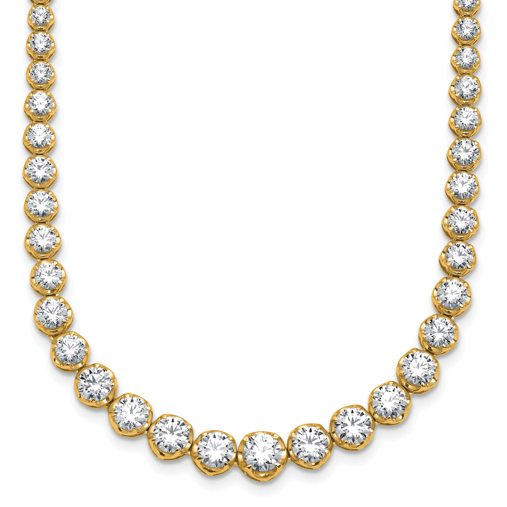 14k 10 carat Lab Grown Diamond VS+ F+ Complete Round 16 inch Graduated Tennis Necklace