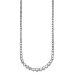 14k White Gold 10 1/2 carat Lab Grown Diamond VS/SI+ G+ Complete Round 16 inch Graduated Tennis Necklace