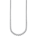 14k White Gold 10 1/2 carat Certified Lab Grown Diamond VS/SI+ G+ Complete Round 16 inch Graduated Tennis Necklace