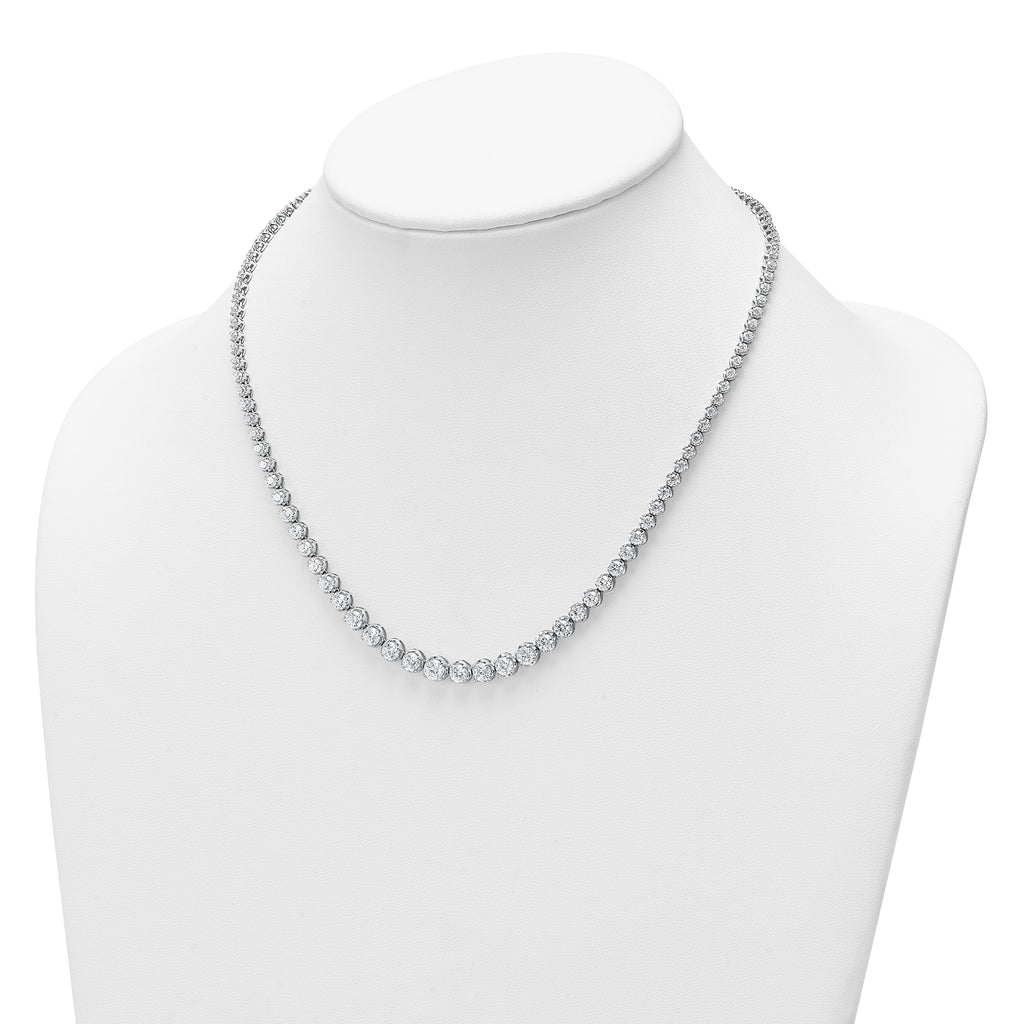 14k White Gold 10 1/2 carat Certified Lab Grown Diamond VS/SI+ G+ Complete Round 16 inch Graduated Tennis Necklace