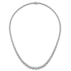 14k White Gold 10 1/2 carat Certified Lab Grown Diamond VS+ F+ Complete Round 16 inch Graduated Tennis Necklace