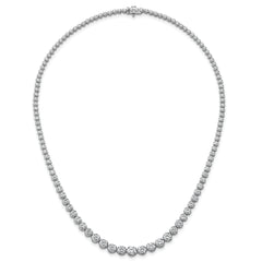 14k White Gold 10 1/2 carat Certified Lab Grown Diamond VS+ F+ Complete Round 16 inch Graduated Tennis Necklace