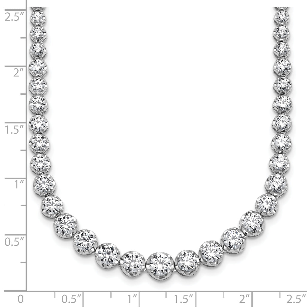 14k White Gold 10 1/2 carat Certified Lab Grown Diamond VS/SI+ G+ Complete Round 16 inch Graduated Tennis Necklace