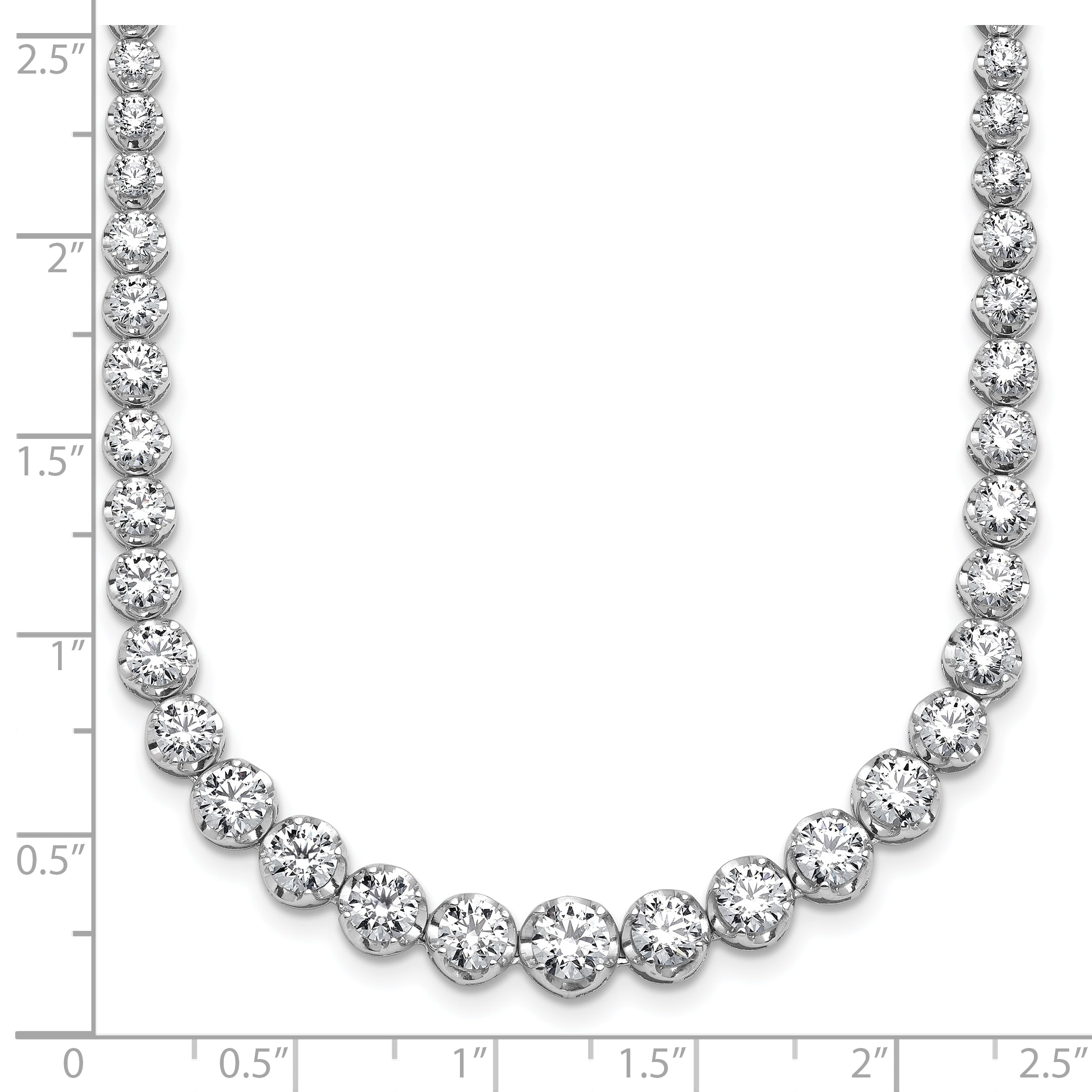 14k White Gold 10 1/2 carat Lab Grown Diamond VS/SI+ G+ Complete Round 16 inch Graduated Tennis Necklace
