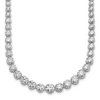 14k White Gold 10 1/2 carat Lab Grown Diamond VS+ F+ Complete Round 16 inch Graduated Tennis Necklace
