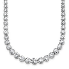 14k White Gold 10 1/2 carat Certified Lab Grown Diamond VS/SI+ G+ Complete Round 16 inch Graduated Tennis Necklace