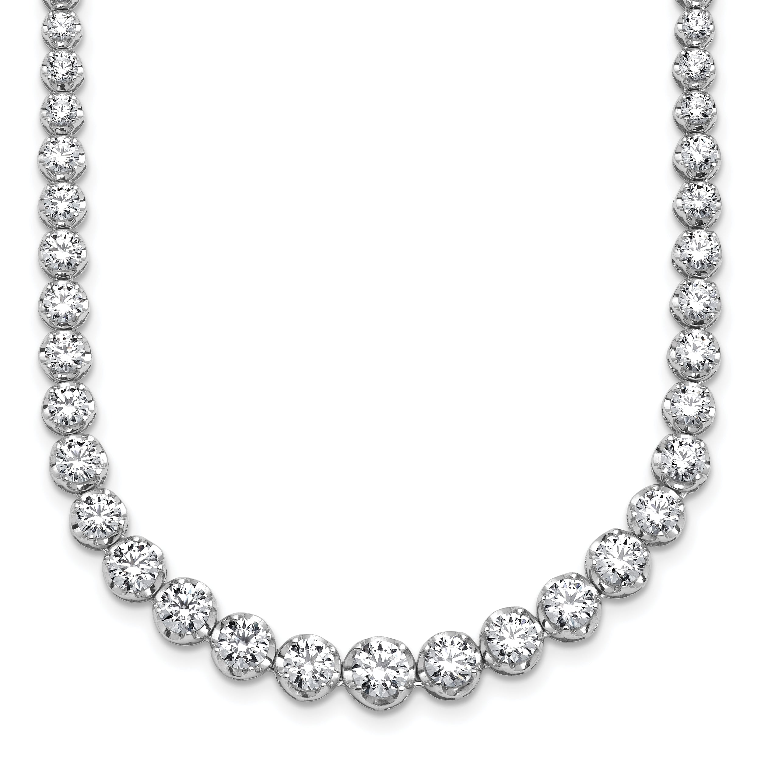 14k White Gold 10 1/2 carat Lab Grown Diamond VS/SI+ G+ Complete Round 16 inch Graduated Tennis Necklace
