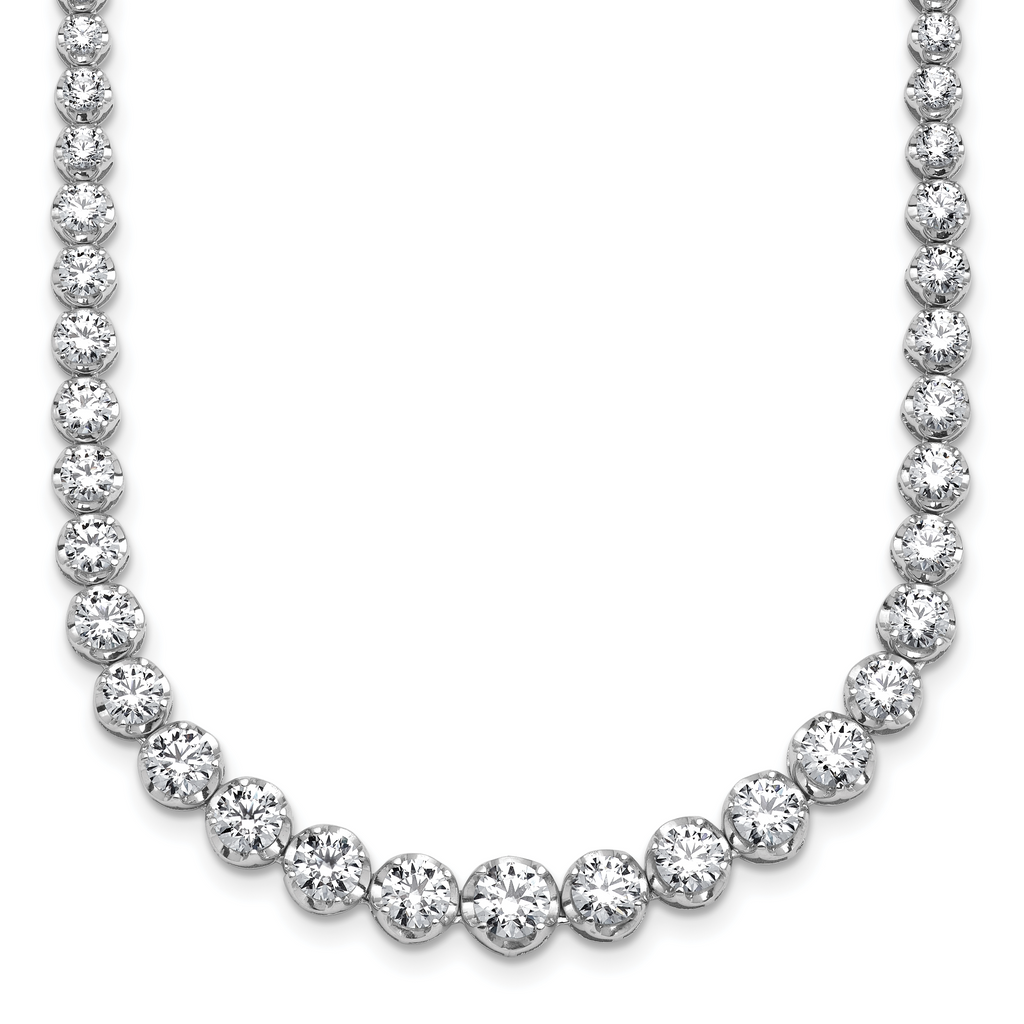 14k White Gold 10 1/2 carat Lab Grown Diamond VS/SI+ G+ Complete Round 16 inch Graduated Tennis Necklace