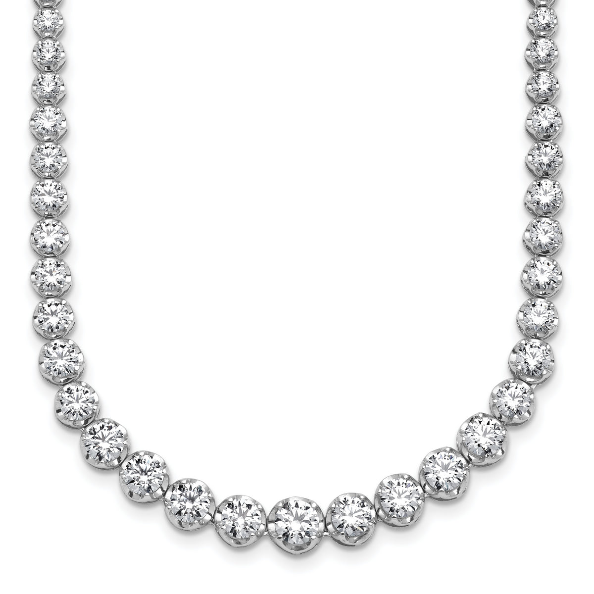 14k White Gold 10 1/2 carat Lab Grown Diamond VS/SI+ G+ Complete Round 16 inch Graduated Tennis Necklace