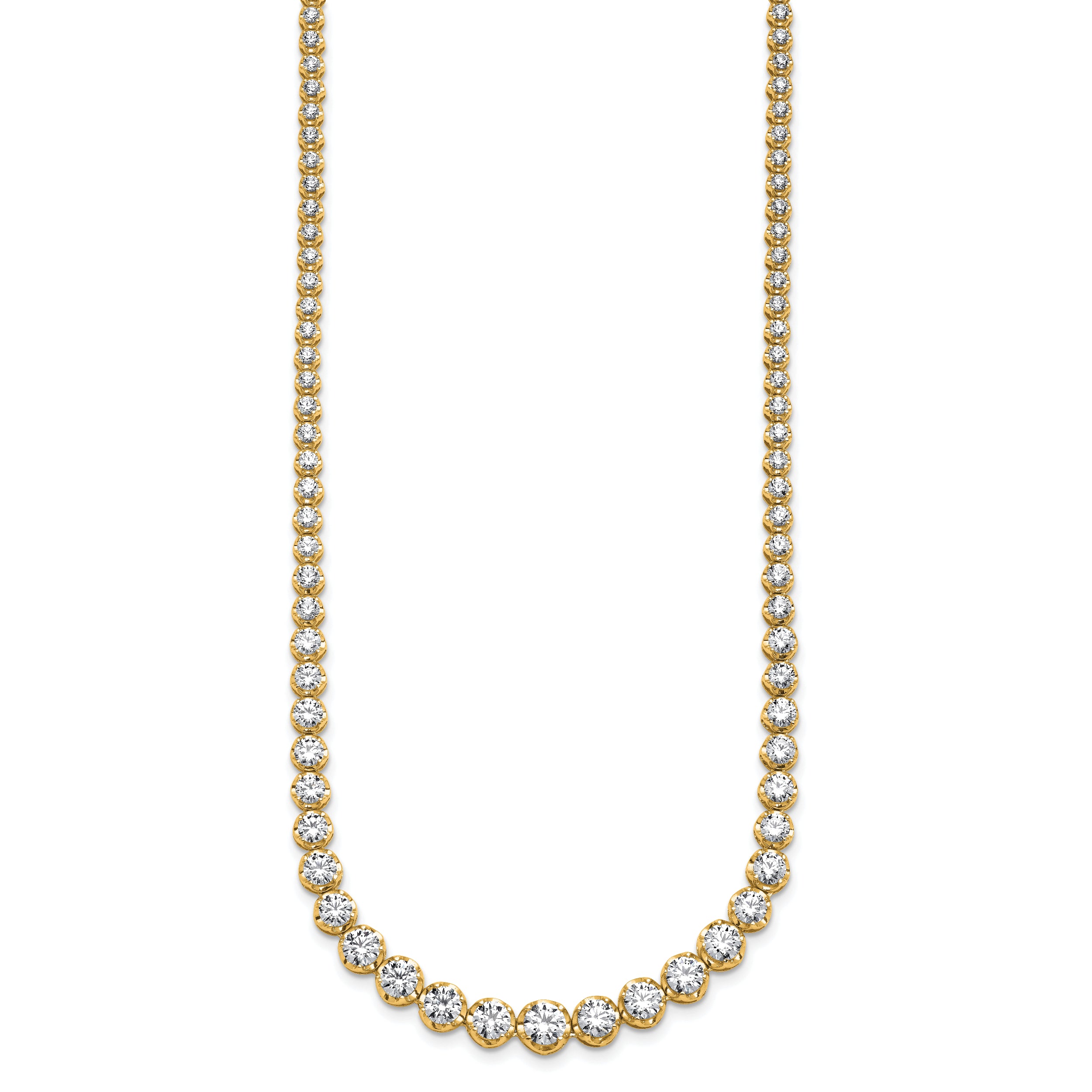 14k 10 1/2 carat Lab Grown Diamond VS/SI+ G+ Complete Round 16 inch Graduated Tennis Necklace