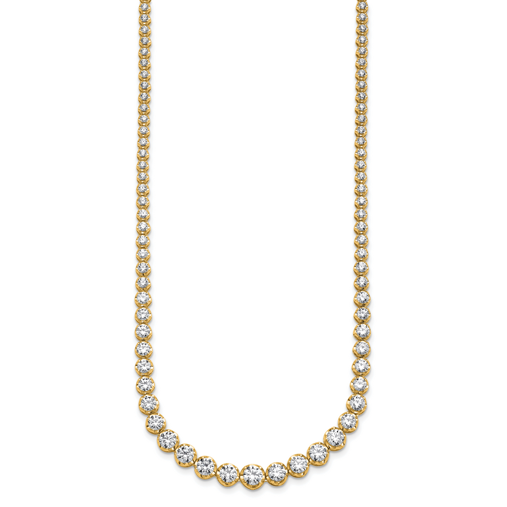 14k 10 1/2 carat Lab Grown Diamond VS/SI+ G+ Complete Round 16 inch Graduated Tennis Necklace