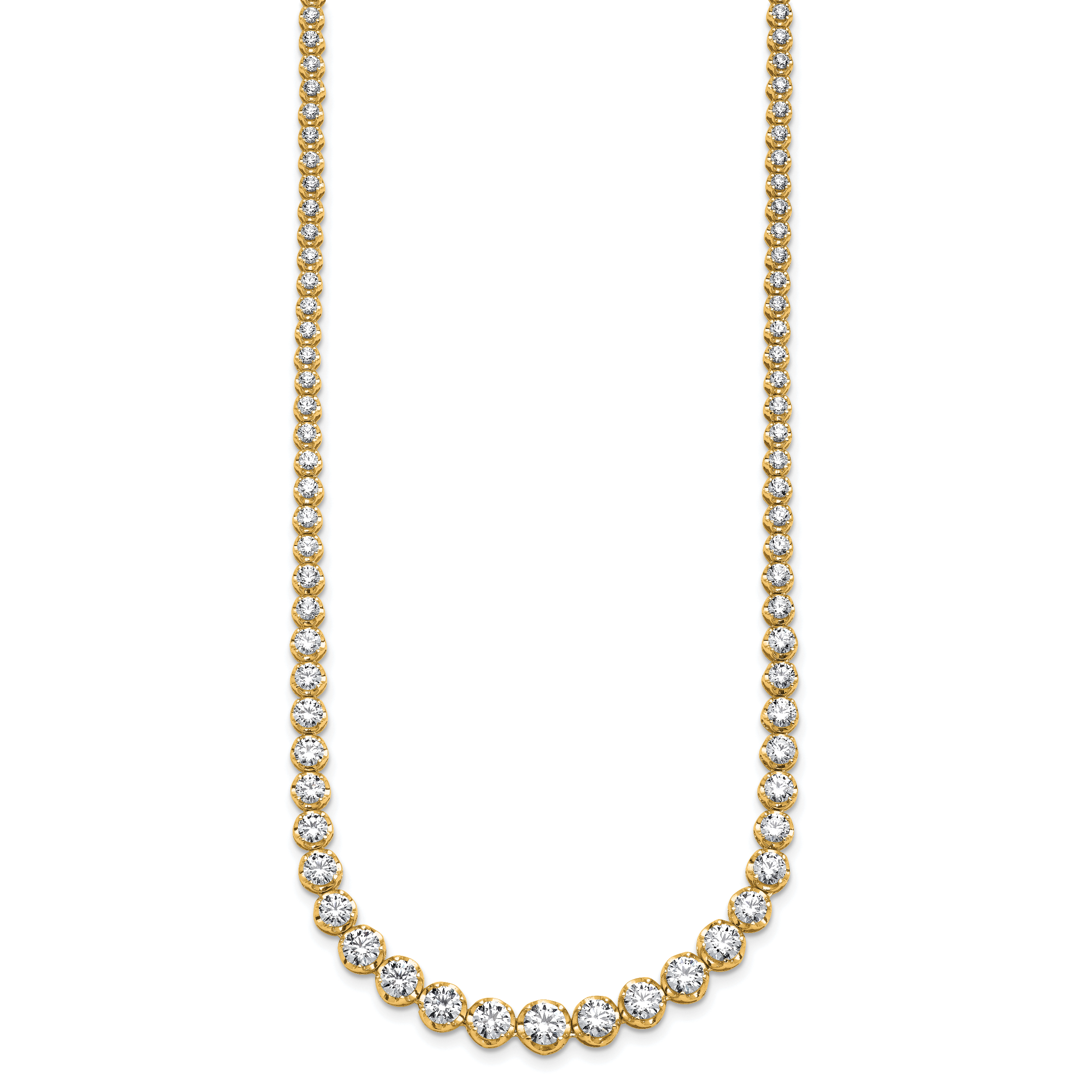 14k 10 1/2 carat Certified Lab Grown Diamond VS+ F+ Complete Round 16 inch Graduated Tennis Necklace
