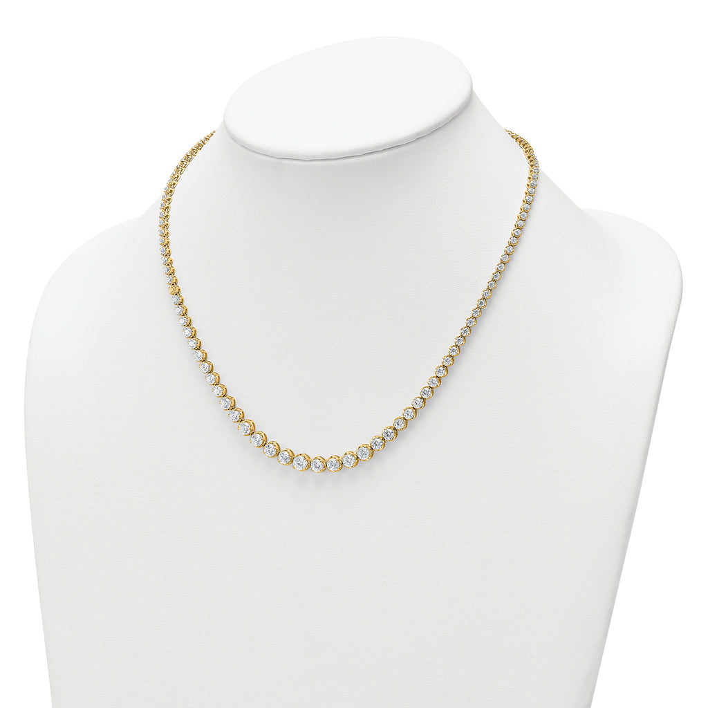 14k 10 1/2 carat Lab Grown Diamond VS/SI+ G+ Complete Round 16 inch Graduated Tennis Necklace