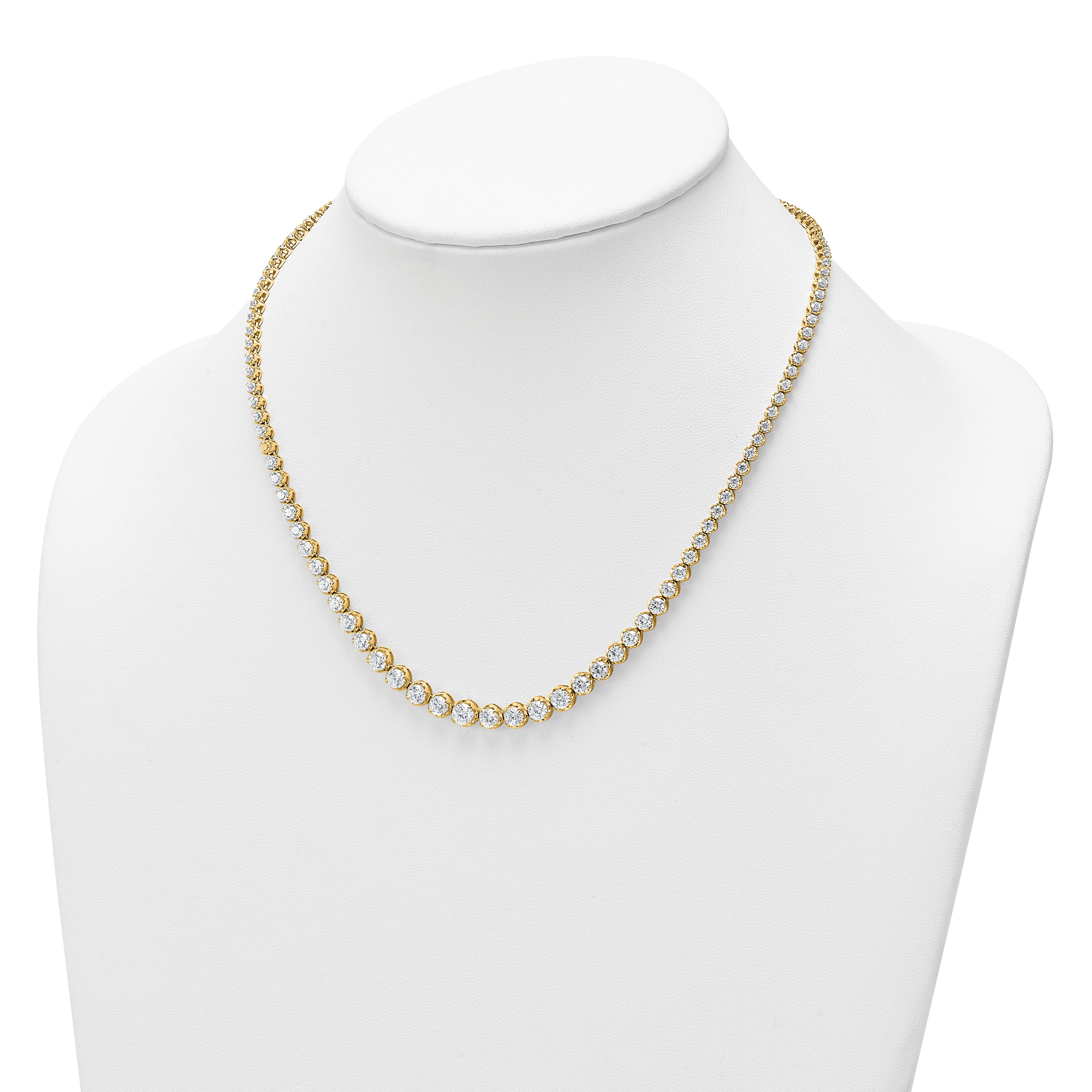 14k 10 1/2 carat Lab Grown Diamond VS+ F+ Complete Round 16 inch Graduated Tennis Necklace