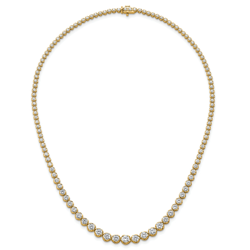 14k 10 1/2 carat Lab Grown Diamond VS/SI+ G+ Complete Round 16 inch Graduated Tennis Necklace