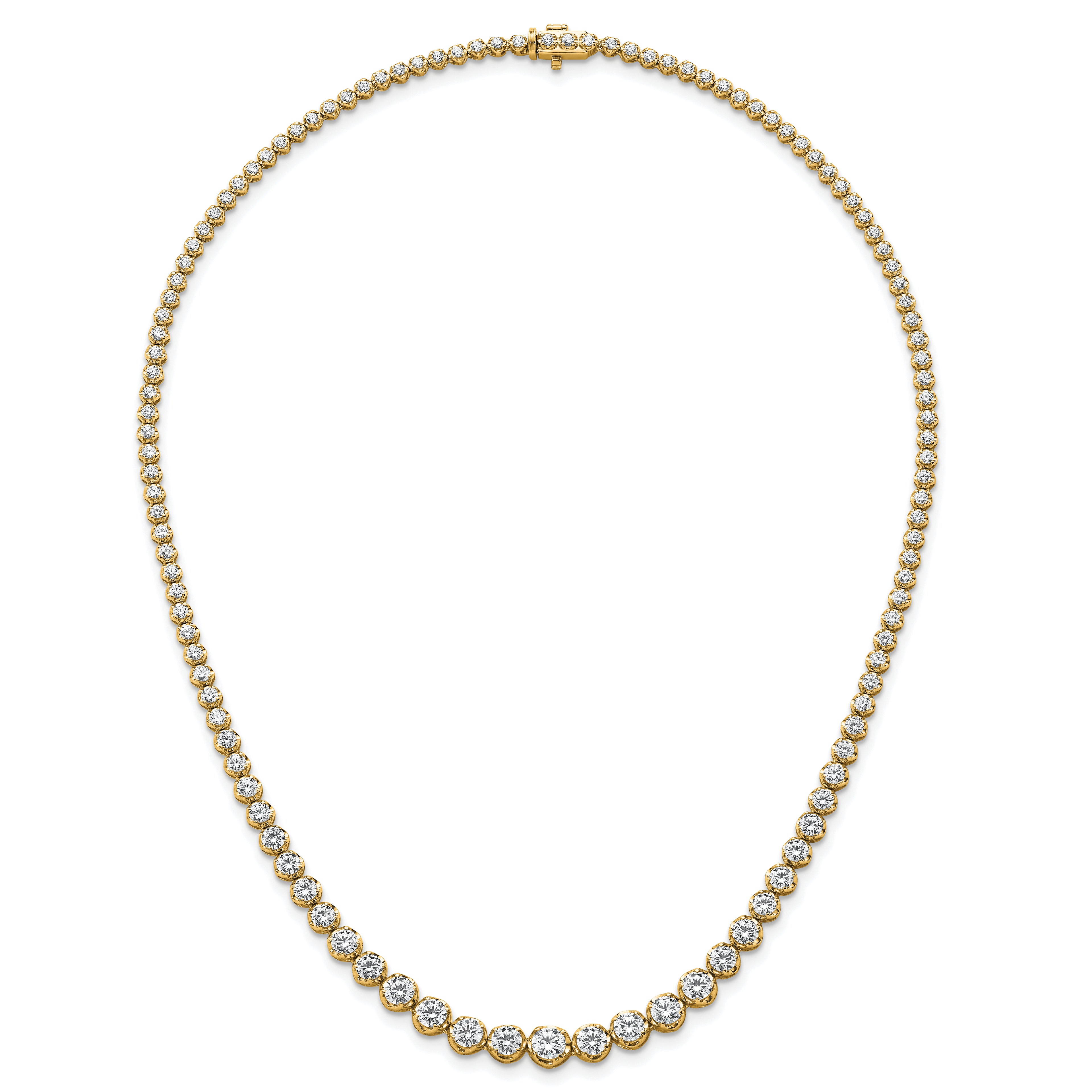 14k 10 1/2 carat Lab Grown Diamond VS+ F+ Complete Round 16 inch Graduated Tennis Necklace