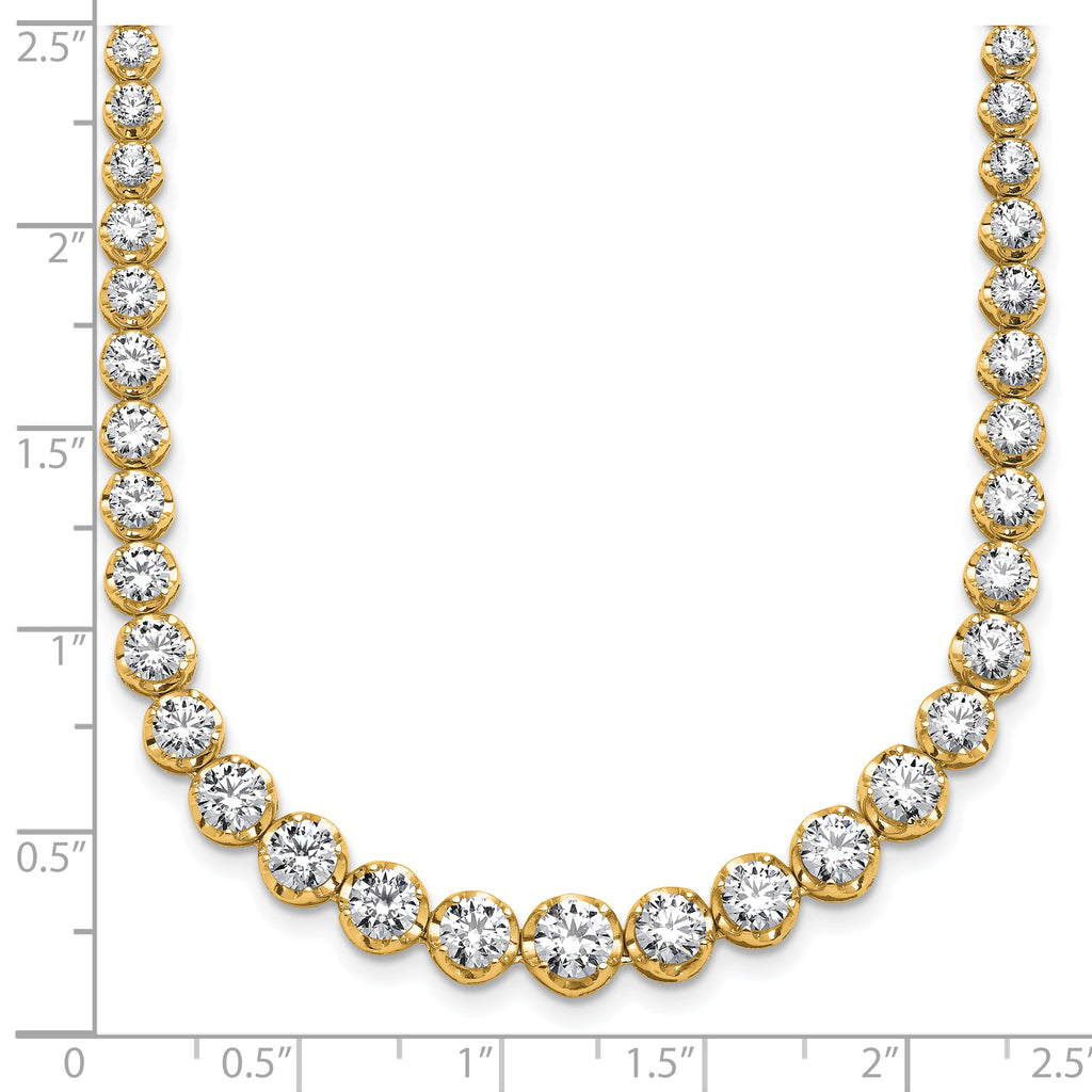 14k 10 1/2 carat Lab Grown Diamond VS+ F+ Complete Round 16 inch Graduated Tennis Necklace