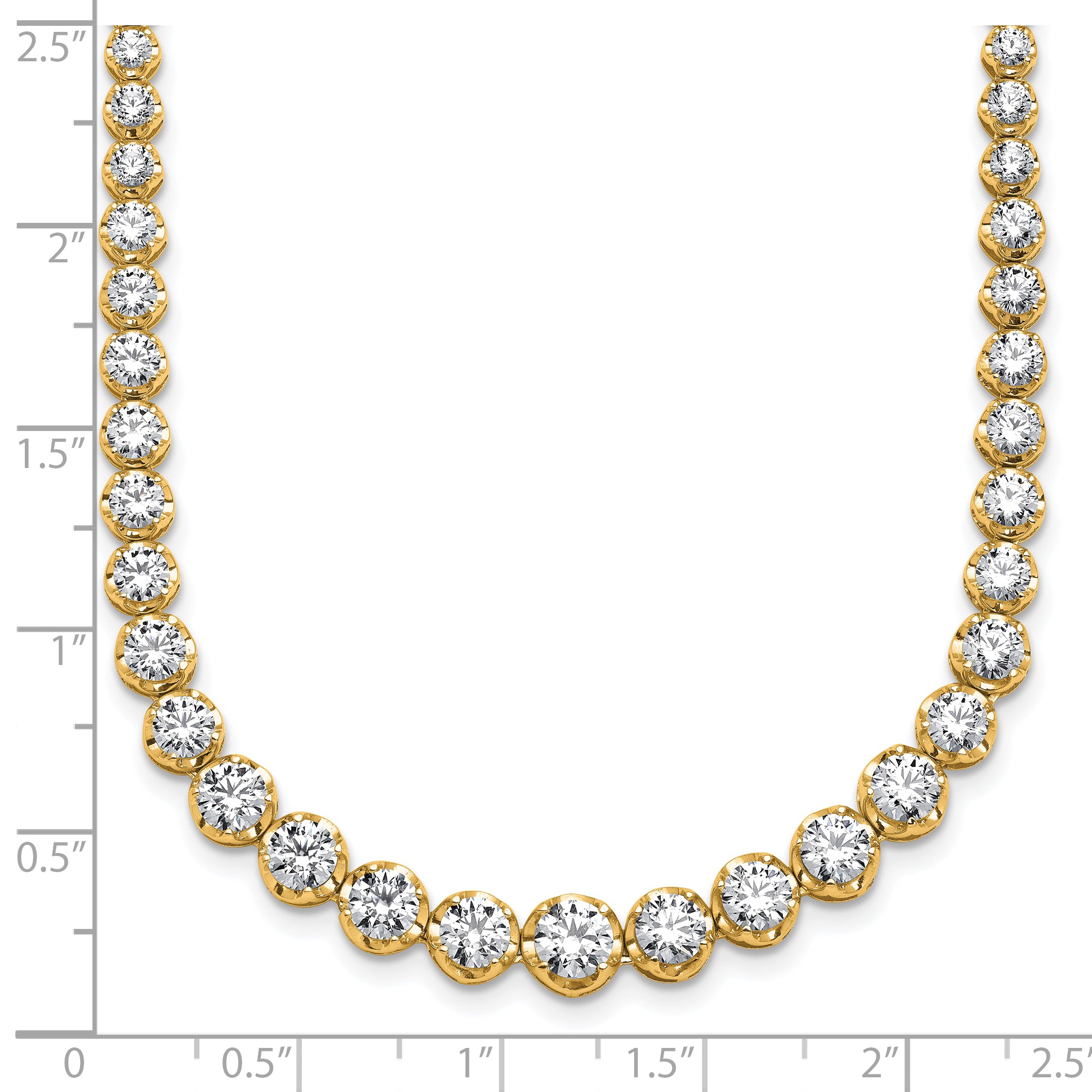 14k 10 1/2 carat Lab Grown Diamond VS+ F+ Complete Round 16 inch Graduated Tennis Necklace