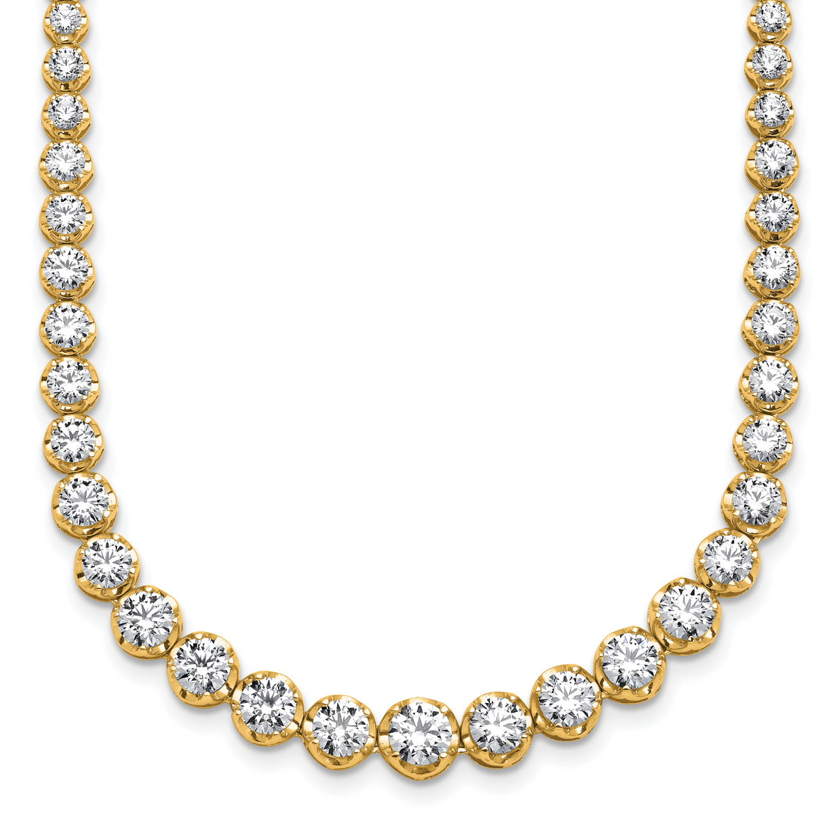 14k 10 1/2 carat Lab Grown Diamond VS/SI+ G+ Complete Round 16 inch Graduated Tennis Necklace