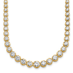 14k 10 1/2 carat Certified Lab Grown Diamond VS/SI+ G+ Complete Round 16 inch Graduated Tennis Necklace