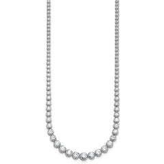14k White Gold 11 carat Lab Grown Diamond VS+ F+ Complete Round 20 inch Graduated Tennis Necklace