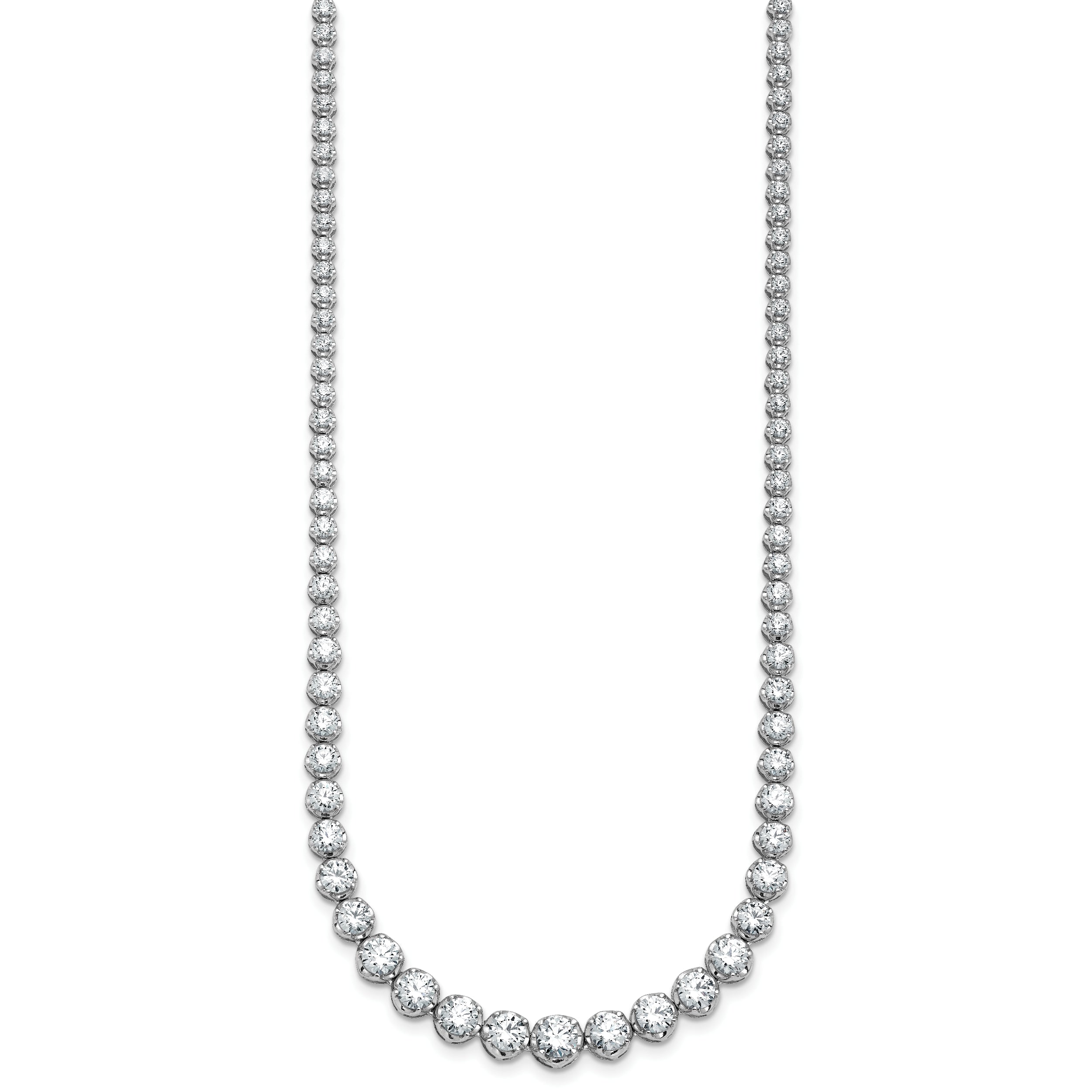 14k White Gold 11 carat Lab Grown Diamond VS/SI+ G+ Complete Round 20 inch Graduated Tennis Necklace