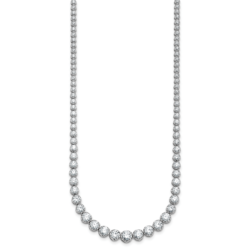 14k White Gold 11 carat Lab Grown Diamond VS/SI+ G+ Complete Round 20 inch Graduated Tennis Necklace