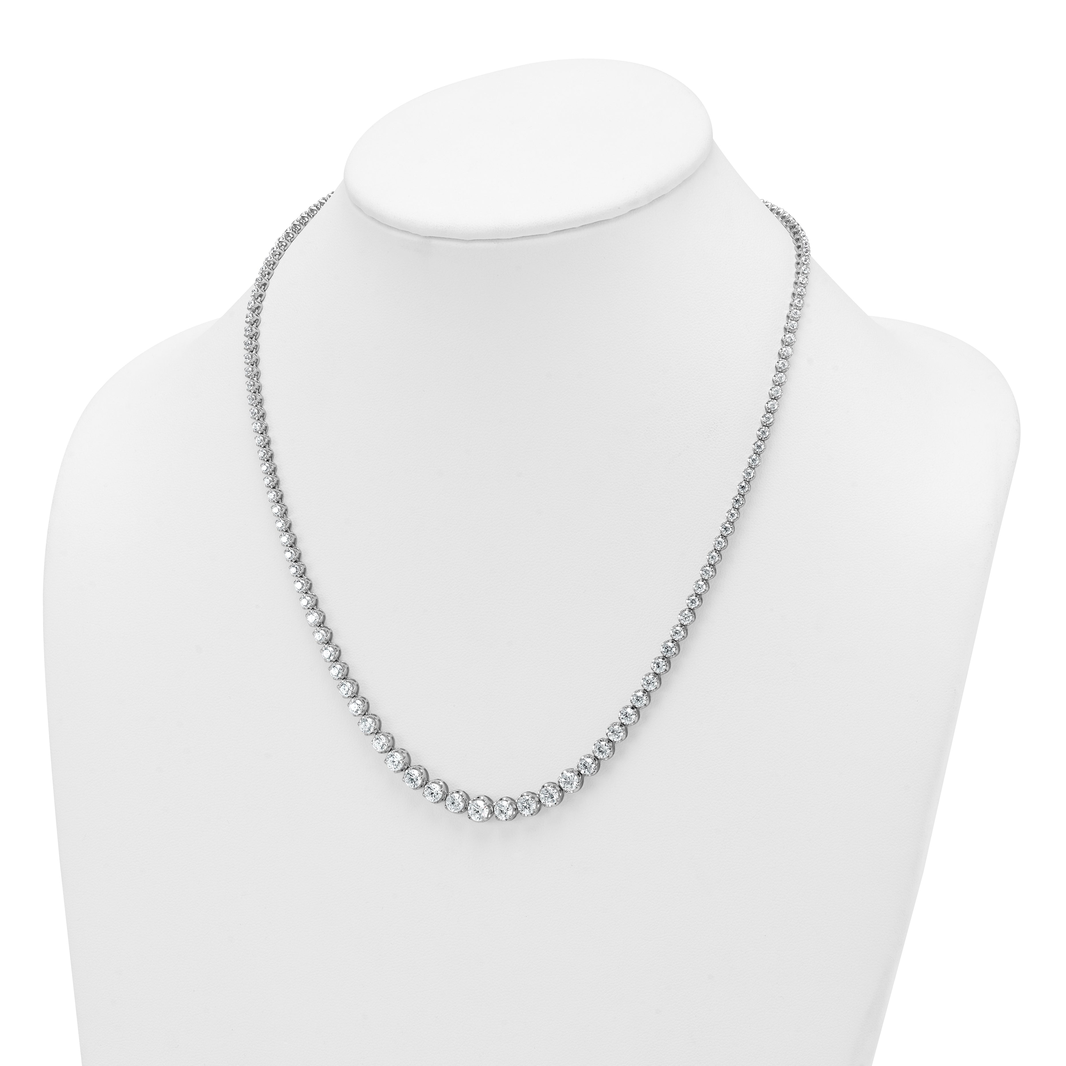 14k White Gold 11 carat Lab Grown Diamond VS+ F+ Complete Round 20 inch Graduated Tennis Necklace