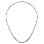 14k White Gold 11 carat Certified Lab Grown Diamond VS/SI+ G+ Complete Round 20 inch Graduated Tennis Necklace