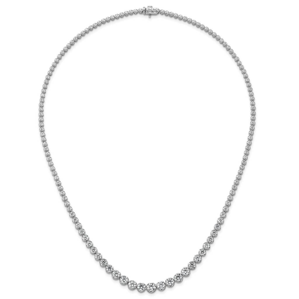 14k White Gold 11 carat Lab Grown Diamond VS/SI+ G+ Complete Round 20 inch Graduated Tennis Necklace