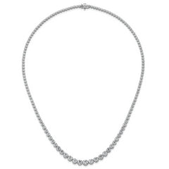 14k White Gold 11 carat Lab Grown Diamond VS/SI+ G+ Complete Round 20 inch Graduated Tennis Necklace