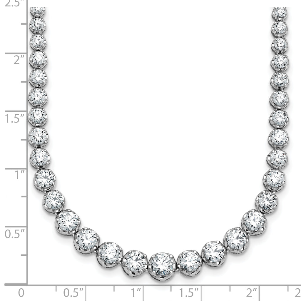 14k White Gold 11 carat Lab Grown Diamond VS+ F+ Complete Round 20 inch Graduated Tennis Necklace