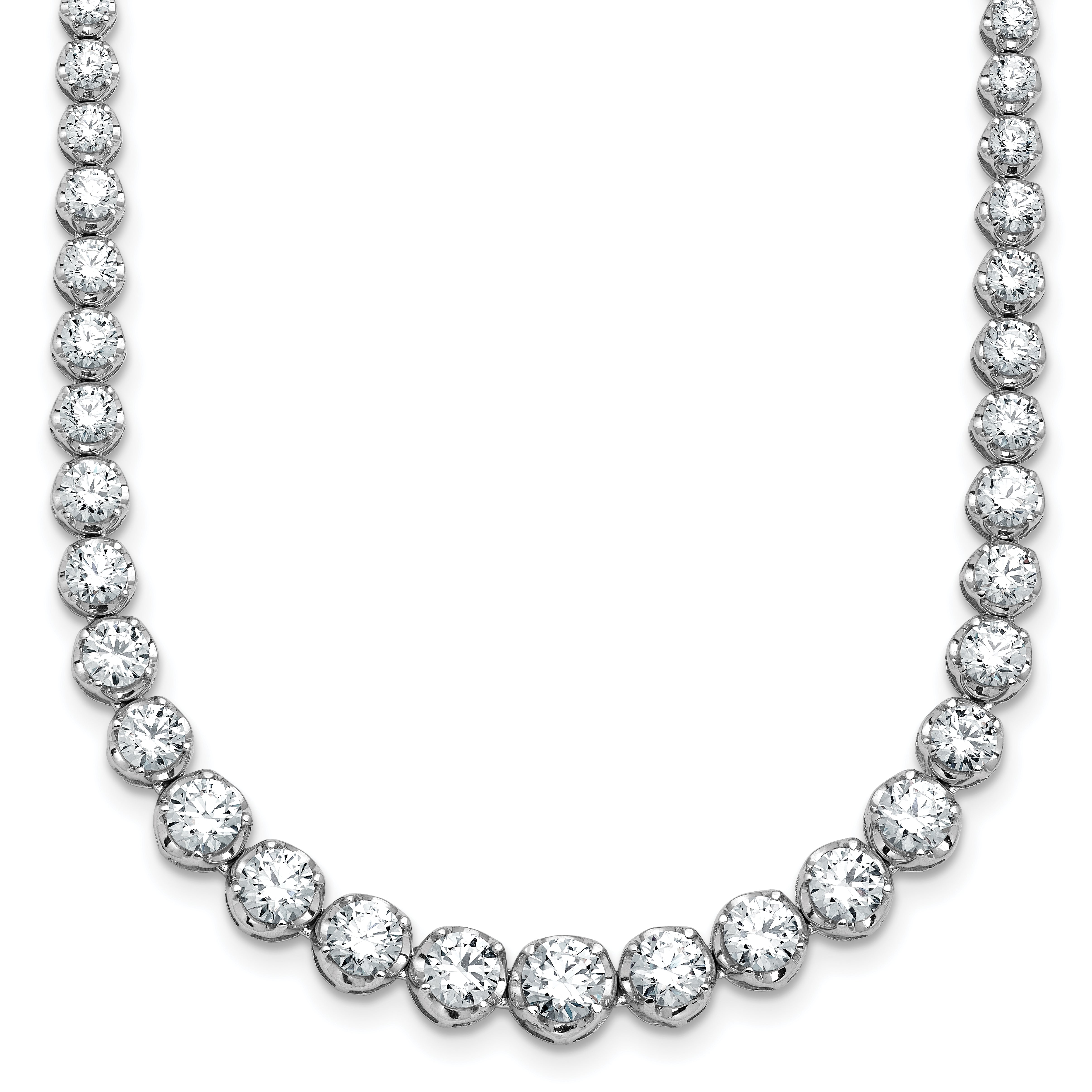 14k White Gold 11 carat Lab Grown Diamond VS/SI+ G+ Complete Round 20 inch Graduated Tennis Necklace