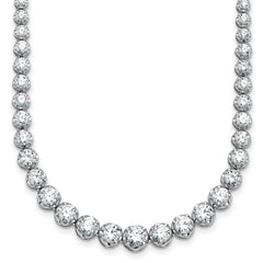 14k White Gold 11 carat Lab Grown Diamond VS/SI+ G+ Complete Round 20 inch Graduated Tennis Necklace