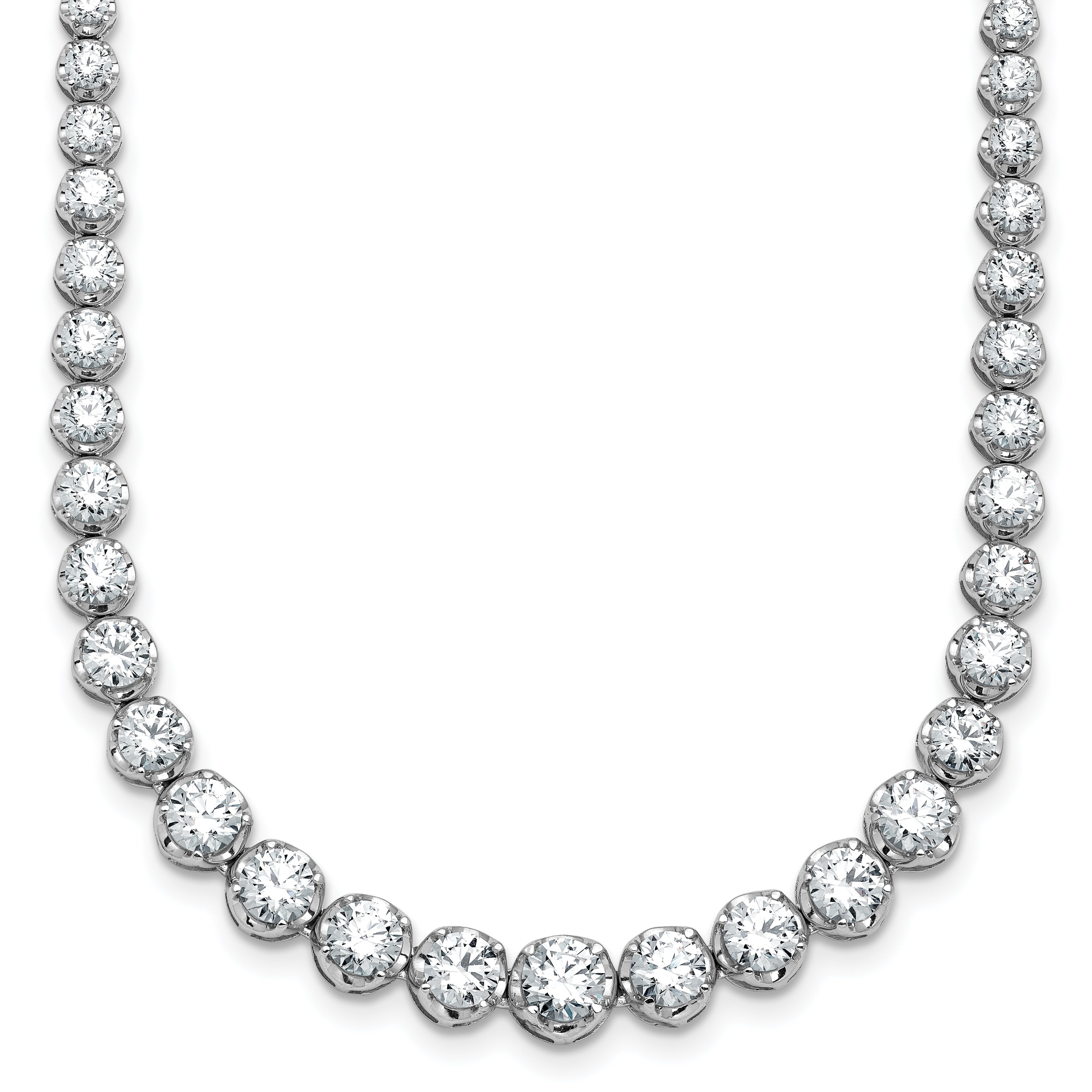 14k White Gold 11 carat Certified Lab Grown Diamond VS+ F+ Complete Round 20 inch Graduated Tennis Necklace