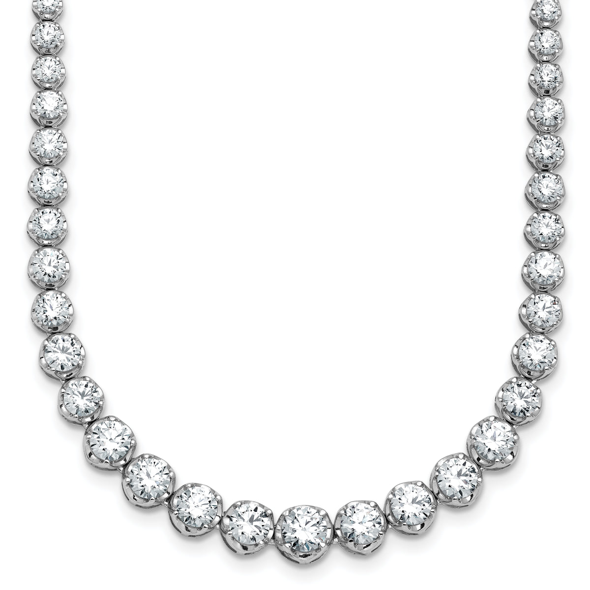 14k White Gold 11 carat Certified Lab Grown Diamond VS+ F+ Complete Round 20 inch Graduated Tennis Necklace