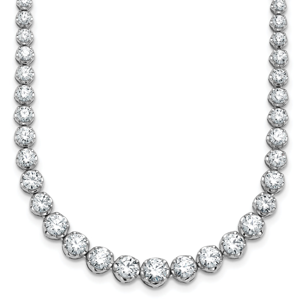 14k White Gold 11 carat Lab Grown Diamond VS+ F+ Complete Round 20 inch Graduated Tennis Necklace