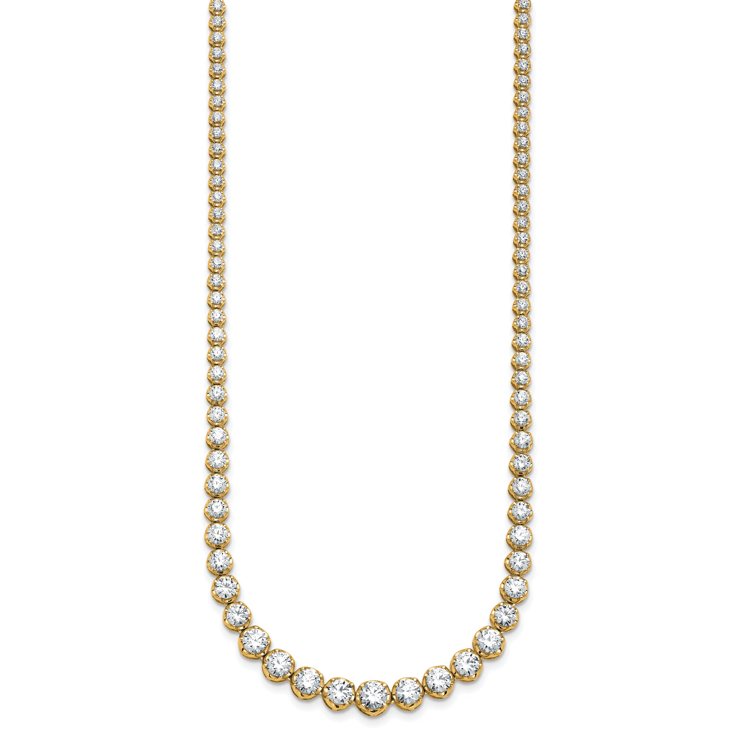 14k 11 carat Certified Lab Grown Diamond VS+ F+ Complete Round 20 inch Graduated Tennis Necklace