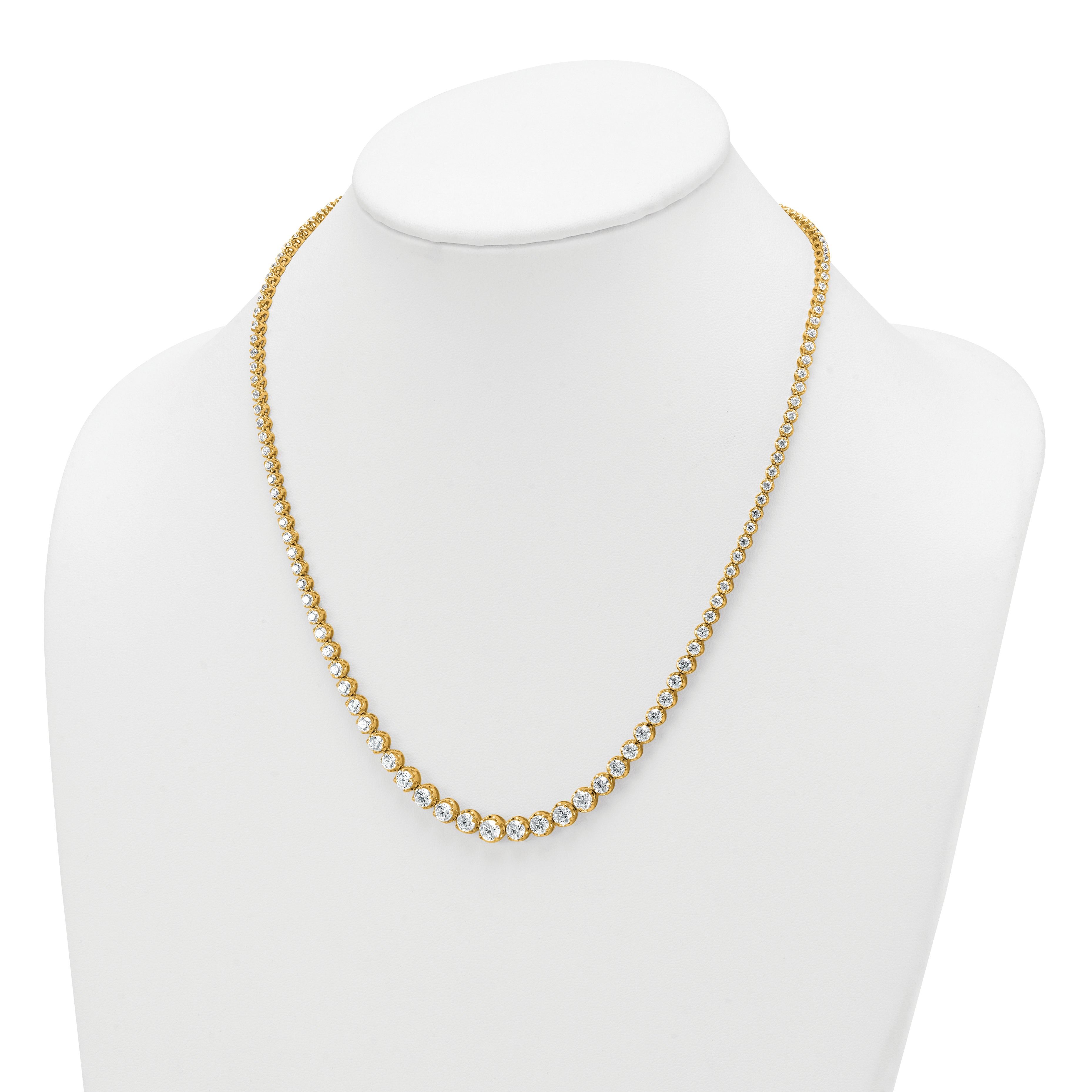 14k 11 carat Certified Lab Grown Diamond VS+ F+ Complete Round 20 inch Graduated Tennis Necklace