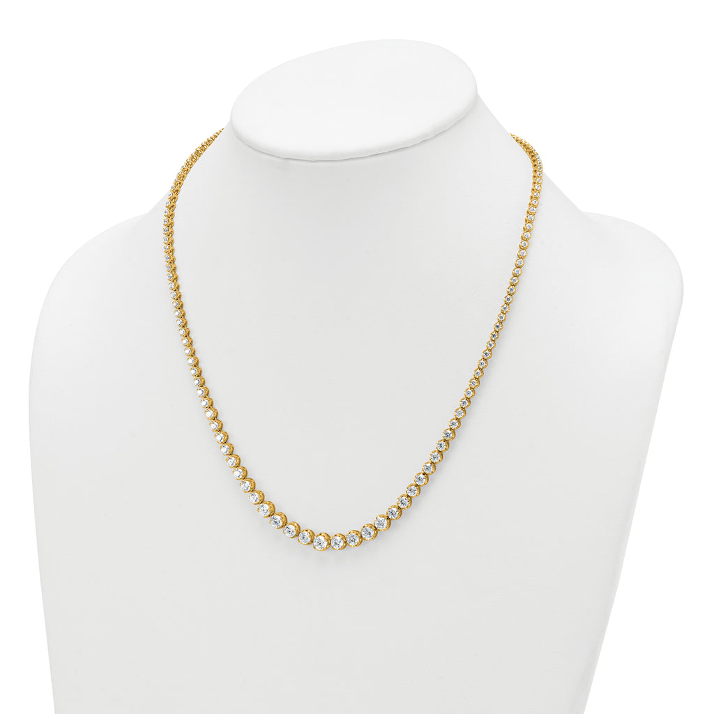 14k 11 carat Certified Lab Grown Diamond VS+ F+ Complete Round 20 inch Graduated Tennis Necklace