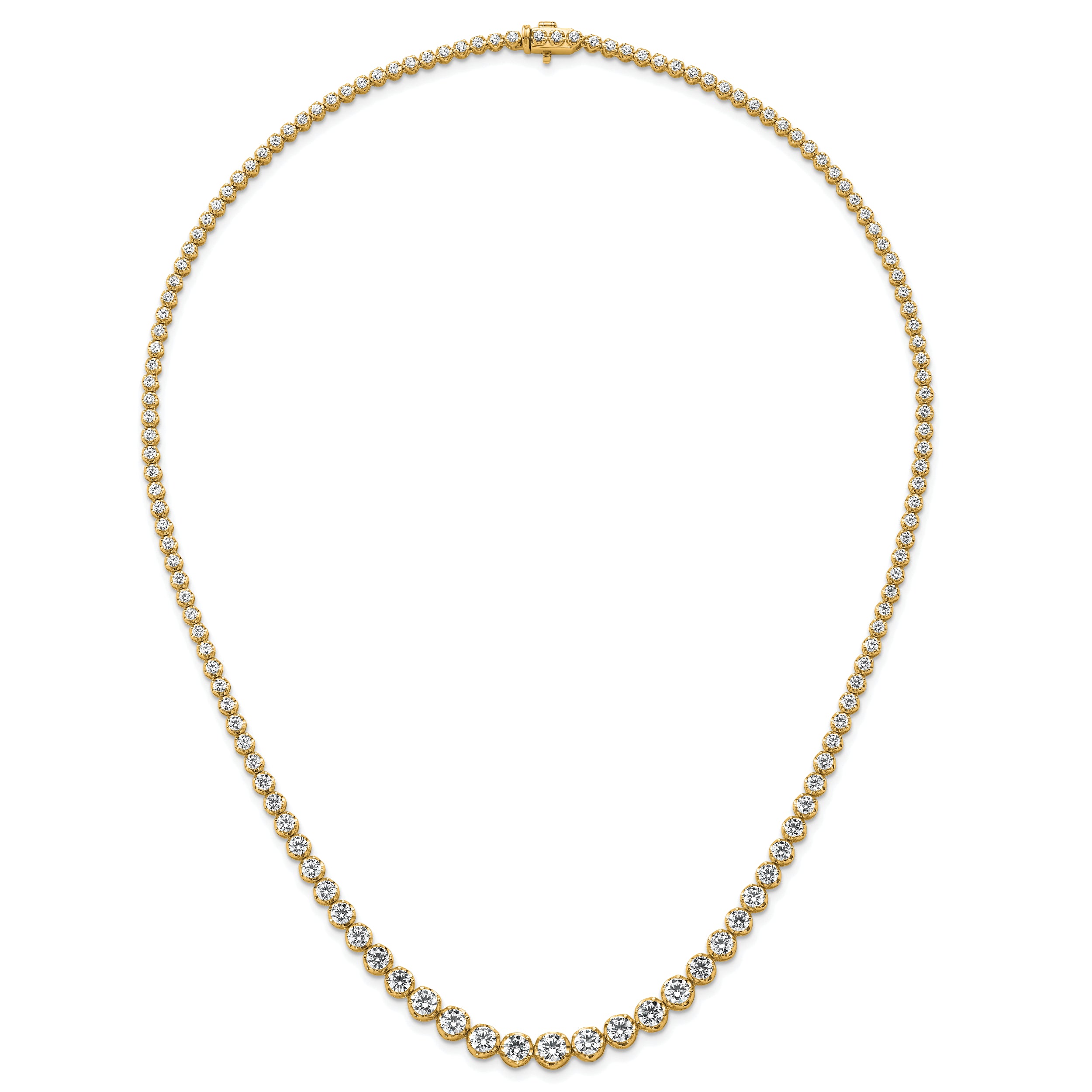 14k 11 carat Certified Lab Grown Diamond VS+ F+ Complete Round 20 inch Graduated Tennis Necklace
